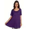 thumbnail image 1 of Womens Short Sleeve Casual Loose Fit Flare Swing Tunic Tops Basic T-Shirt Plus Size, 1 of 6
