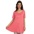 thumbnail image 1 of Womens Short Sleeve Casual Loose Fit Flare Swing Tunic Tops Basic T-Shirt Plus Size, 1 of 6