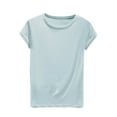 thumbnail image 1 of Womens Short Sleeve Cotton Tops Summer Cozy Lightweight Modal Base Pajama Tees Undershirt Crewneck Tshirts Casual (2XL, Light Blue), 1 of 6