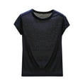 thumbnail image 1 of Womens Short Sleeve Cotton Tops Summer Cozy Lightweight Base Pajama Tees Undershirt Crewneck Tshirts Casual (3XL, Navy), 1 of 6