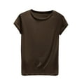 thumbnail image 1 of Womens Short Sleeve Cotton Tops Summer Cozy Lightweight Modal Base Pajama Tees Undershirt Crewneck Tshirts Casual (M, Coffee), 1 of 6