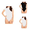 thumbnail image 1 of Womens Short Sleeve Crew Neck Bodysuit - Cloud Collection Solid Color Stretchy Basic T-Shirt Top, 1 of 6