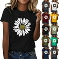 thumbnail image 1 of Womens Short Sleeve Crew Neck T Shirts Sunflower Summer T Shirt Plus Size Loose Blouse Tops Girl Graphic Casual Tees Womens Summer Casual Dressy Tops, S-2XL, 1 of 5