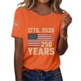 thumbnail image 1 of Womens Short Sleeve Crewneck T Shirt 250 Years Printed Graphic American Flag Loose Fit Casual Tee Top Orange M, 1 of 3