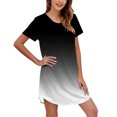 thumbnail image 1 of Womens Short Sleeve Gradient Printing Sleepshirt Scoopneck Cute Nightdress Comfy Nightgown Dress, 1 of 6