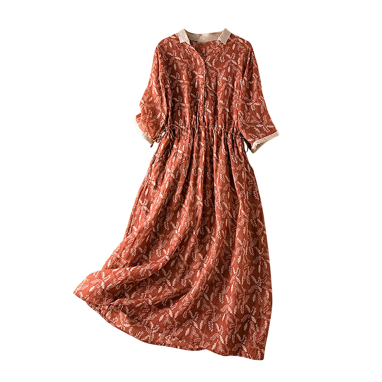 Plus Size Womens Short Sleeve Linen Dress, Floral Print, Summer Dresses  (3X-Large, Red) - Walmart.com