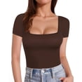 thumbnail image 1 of Womens Short Sleeve Long Sleeve Square Neck T Shirts Tops Tees, 1 of 3