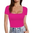 thumbnail image 1 of Womens Short Sleeve Long Sleeve Square Neck T Shirts Tops Tees, 1 of 3