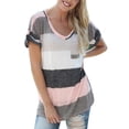 thumbnail image 1 of Womens Short Sleeve Loose Blouse Summer Ladies Striped T-Shirt Tops Plus Size S-5XL, 1 of 5