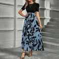 thumbnail image 1 of Womens Short Sleeve Maxi Dresses Empire Waist Long Dress Blue XXL, 1 of 6