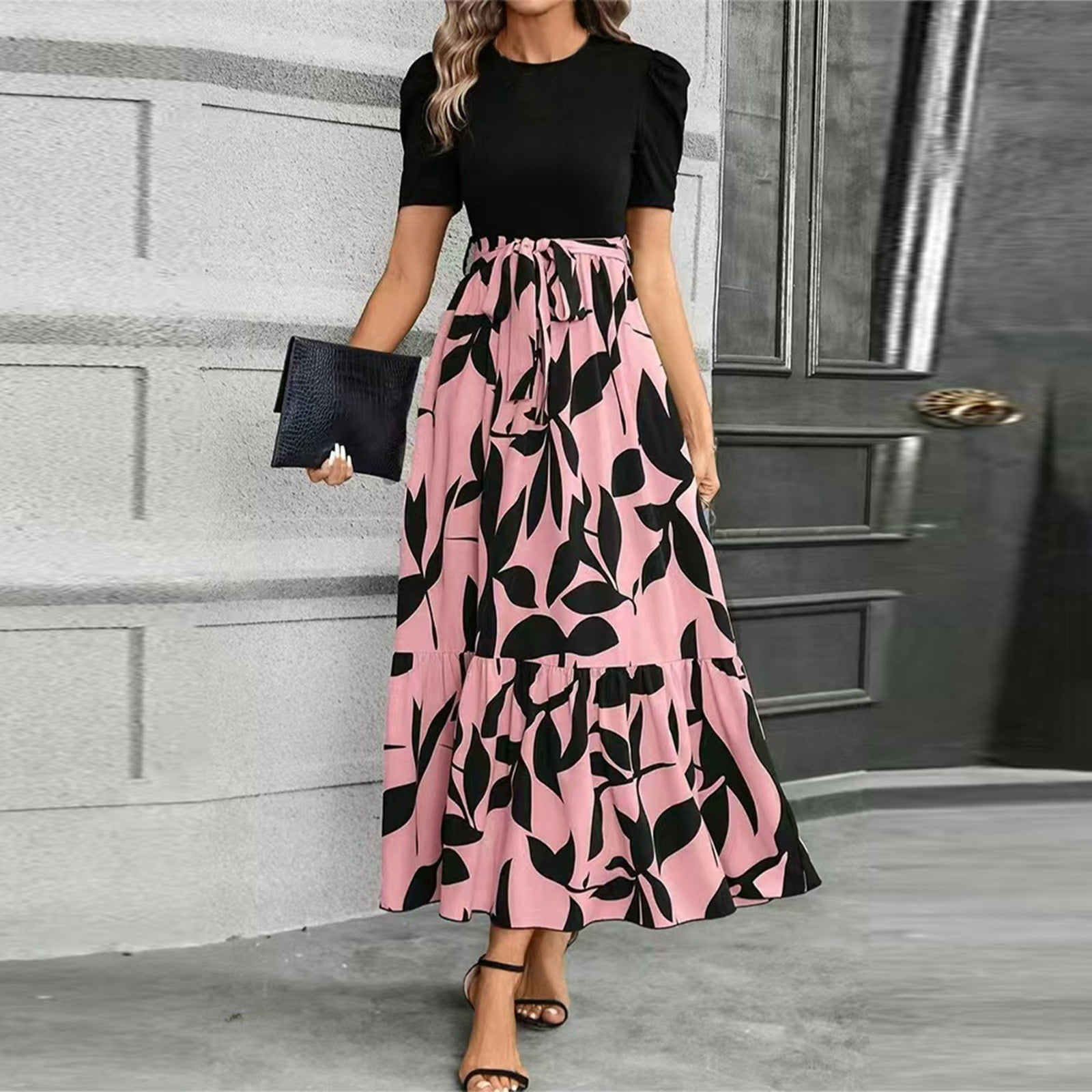 Womens Short Sleeve Maxi Dresses Empire Waist Long Dress Pink XL - Walmart.com Womens Short Sleeve Maxi Dresses Empire Waist Long Dress Pink XL - Walmart.com
