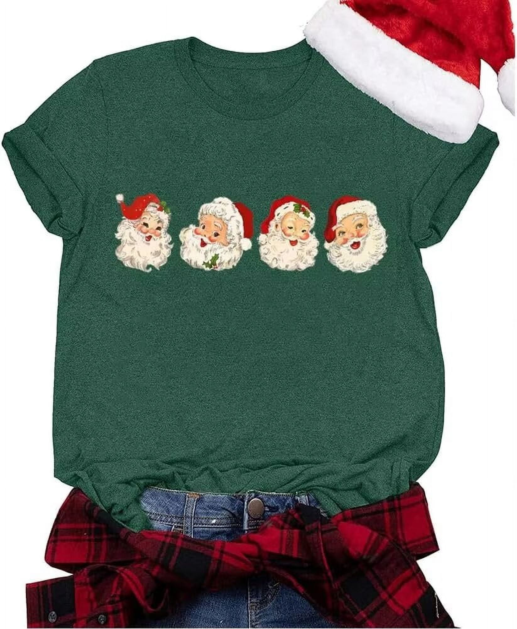 Womens Short Sleeve Merry Christmas T-Shirts Christmas Tree Bright ...