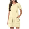 thumbnail image 1 of Womens Short Sleeve Mini T-Shirt Dress Workout Sport Tennis Athletic Dress With 2 Pockets, 1 of 4
