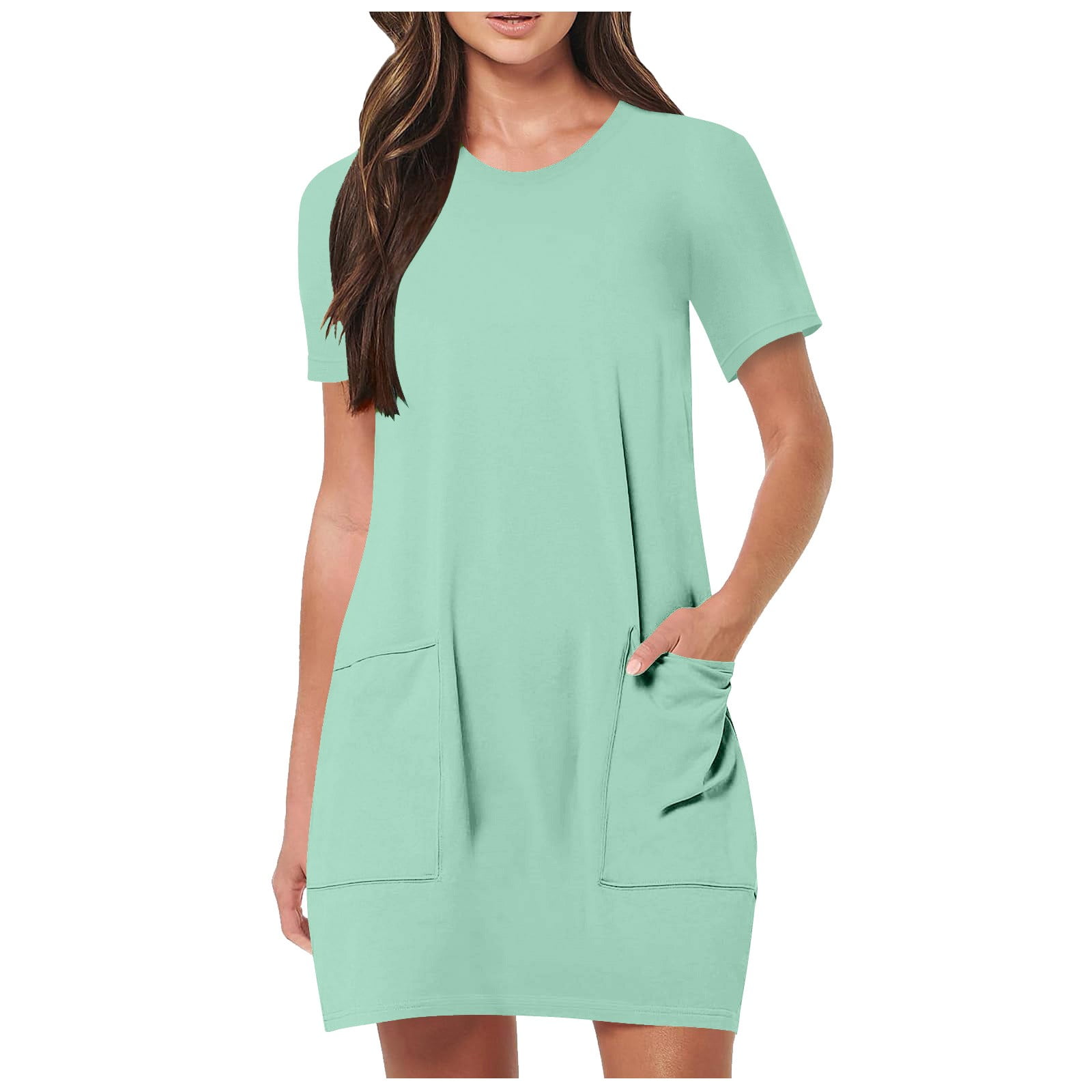 Womens Short Sleeve Mini T-Shirt Dress Workout Sport Tennis