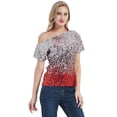 thumbnail image 1 of Womens Short Sleeve One Shoulder Sexy Sequin Top Blouse, 1 of 5