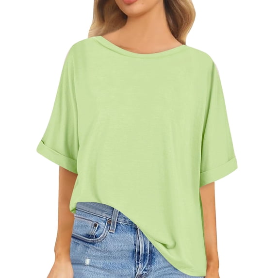 Womens Short Sleeve Oversized Tops Summer Crew Neck Loose Casual Tee T Shirt Casual T Shirt Loose Casual T Shirt Shirts for Women Tall Long Sleeve Spandex Shirt Women T Shirts Spandex Active Womens