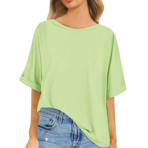 Womens Short Sleeve Oversized Tops Summer Crew Neck Loose Casual Tee T Shirt Casual T Shirt Loose Casual T Shirt Shirts for Women Tall Long Sleeve Spandex Shirt Women T Shirts Spandex Active Womens