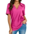 thumbnail image 1 of Womens Short Sleeve Polo Shirts V Neck Collared Business Dressy Casual Tops 2025 Summer Trendy Relaxed Fit Workout Blouses, 1 of 5
