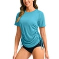 thumbnail image 1 of Womens Short Sleeve Rash Guard Shirts UV Protection Swim Shirts UPF 50+ Lightweight Adjustable Tie Swimwear, 1 of 6