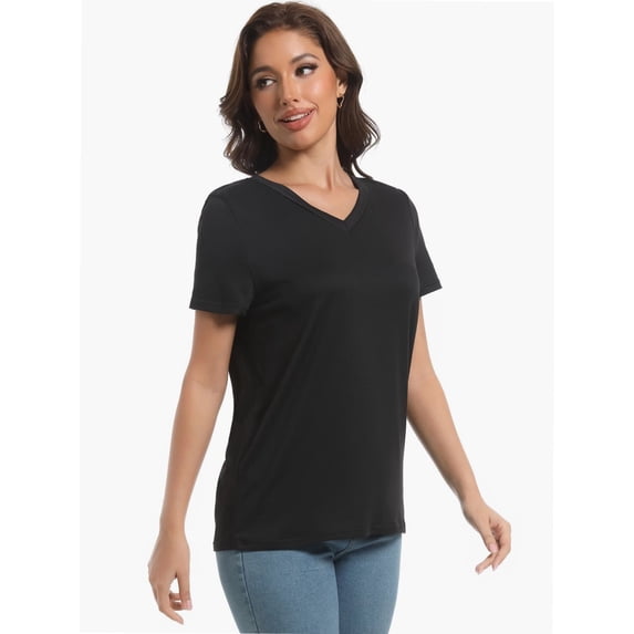 Womens Short Sleeve Round Neck Shirts Summer Top Fashion Basic Tee