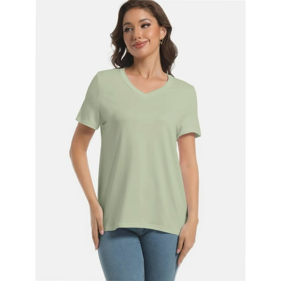 Womens Short Sleeve Round Neck Shirts Summer Top Fashion Basic Tee