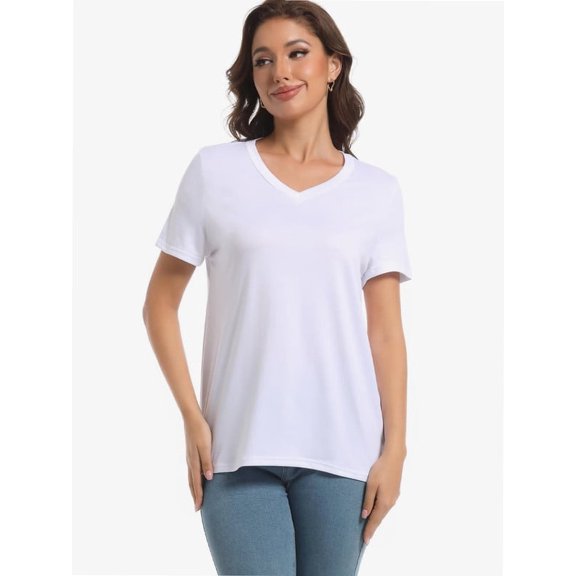 Womens Short Sleeve Round Neck Shirts Summer Top Fashion Basic Tee