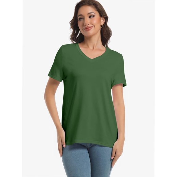 Womens Short Sleeve Round Neck Shirts Summer Top Fashion Basic Tee