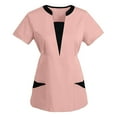 thumbnail image 1 of Womens Short Sleeve Scrub Top with Pockets Breathable Nurse Uniform T Shirt for Work M, 1 of 3