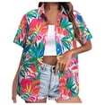 thumbnail image 1 of Womens Short Sleeve Shirts Collared Hawaiian Graphic Print Fashion Blouses Work Business Button Down Tops, 1 of 2