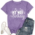 thumbnail image 1 of Womens Short Sleeve Shirts Crew Neck It's My Birthday Print Summer Fashion Tee Spring Cute Casual Tops, 1 of 2