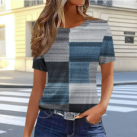 Womens Short Sleeve Shirts Womens Tops Print T Shirts for Women Graphic Crewneck T Shirts