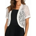 thumbnail image 1 of Womens Short Sleeve Shrug Open Front Floral Lace Summer Sheer Cropped Cardigan White XL, 1 of 8