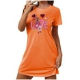 thumbnail image 1 of Womens Short Sleeve Sleepshirt Round Neck Cute Love Heart Graphic Nightdress Comfy Nightgown for Valentines Day, 1 of 2