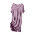 thumbnail image 1 of Womens Short Sleeve Soft Cotton Blend Nightshirt Nightgown with a Pocket Sleepshirt Pink XXL, 1 of 5
