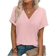 thumbnail image 1 of Womens Short Sleeve Sweater Knit Tops V-Neck Spring Summer T-Shirts Casual Blouses Outfits Solid Striped, 1 of 8