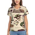 thumbnail image 1 of Womens Short Sleeve T Shirts Casual V Neck Tops Tee, Italy Italian Pattern Vintage, 1 of 6