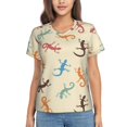 thumbnail image 1 of Womens Short Sleeve T Shirts Casual V Neck Tops Tee, Lizards Lizard Pattern, 1 of 6