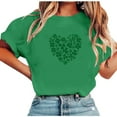 thumbnail image 1 of Womens Short Sleeve T-Shirts Green Festive Tops St Patrick's Day Tee Shirt Lucky Irish Shamrock Graphic Tshirts (M, Green K), 1 of 6