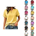 thumbnail image 1 of Womens Short Sleeve T Shirts Henley Neck Dressy Casual Womens Summer Tops Business Casual T Shirts, 1 of 4