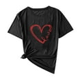 thumbnail image 1 of Womens Short Sleeve T-Shirts, Love Heart Printed Valentines Day Outfits Ladies Casual Crew Neck Summer Tee Tops (XL, Black #A), 1 of 6