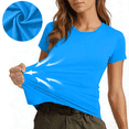 thumbnail image 1 of Womens Short Sleeve T Shirts Stretch Quick Dry Crewneck Basic Tee Summer Athletic Yoga Running Gym Workout Tops S-2XL, 1 of 6