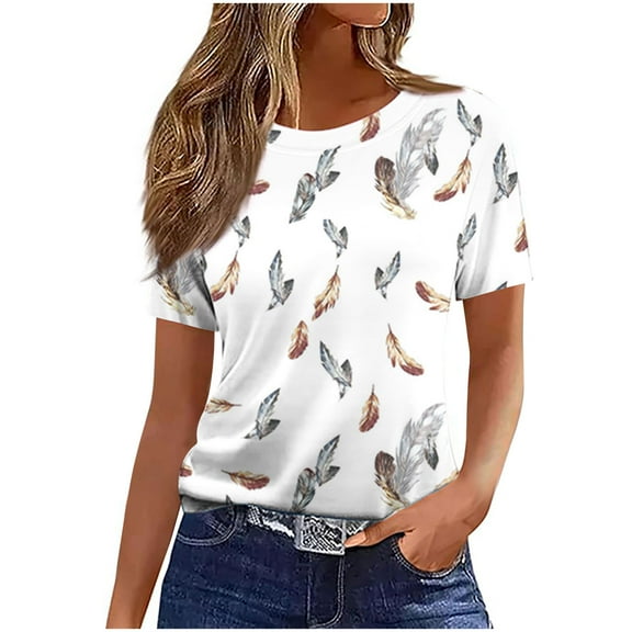 Womens Short Sleeve T Shirts Summer Tops Loose Casual Tee Shirt White XL