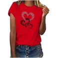 thumbnail image 1 of Womens Short Sleeve T-shirts Love Heart Print Round Neck Plus Size Tees Valentines Tops Summer Casual Tshirts (XL, Red 05), 1 of 7