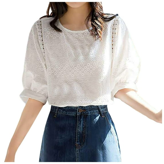 Womens Short Sleeve Textured Tops Crewneck Knit Solid Loose Casual Basic T Shirts Tee Blouses