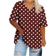 thumbnail image 1 of Womens Short Sleeve Top Casual Summer Tops, Women's Polka Dots Blouse Ladies Loose Fit Tunic Tee V Neck Short Sleeve Summer Tops Plus Size Comfy Shirts, 1 of 5