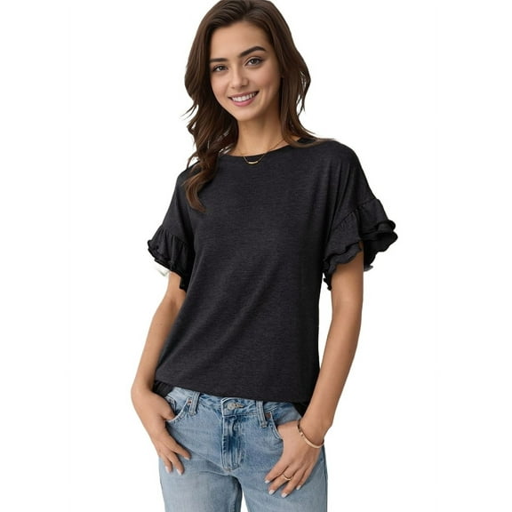 Womens Short Sleeve Tops Black S