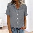 thumbnail image 1 of Womens Short Sleeve Tops Blouse Button Down Collar Solid Color Pocket Casual Shirt Plus Size Shirts For Women Cute Tops For Women, 1 of 6