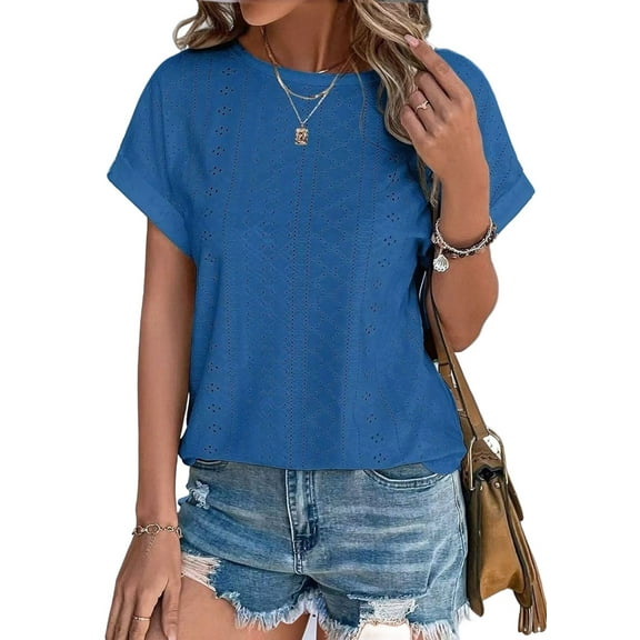 Womens Short Sleeve Tops Blue M