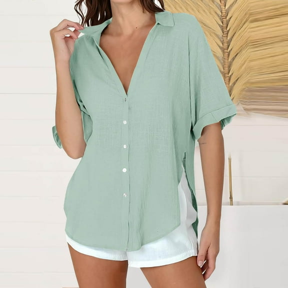 Womens Short Sleeve Tops, Xunlbb Women's Fashion Casual Print Short Sleeve Round-Neck Blouses Shirts(Mint Green,L)