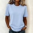 thumbnail image 1 of Womens Short Sleeve Tops Crewneck Shirts Basic Fit Tee Trendy 2026 Spring Summer Business Casual T-Shirts Light Blue 2XL, 1 of 5